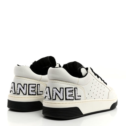 Chanel Calfskin Womens Logo Sneakers 35 Black White 4 of 10