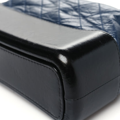 Chanel Aged Calfskin Quilted Medium Gabrielle Hobo Navy Black 10 of 14