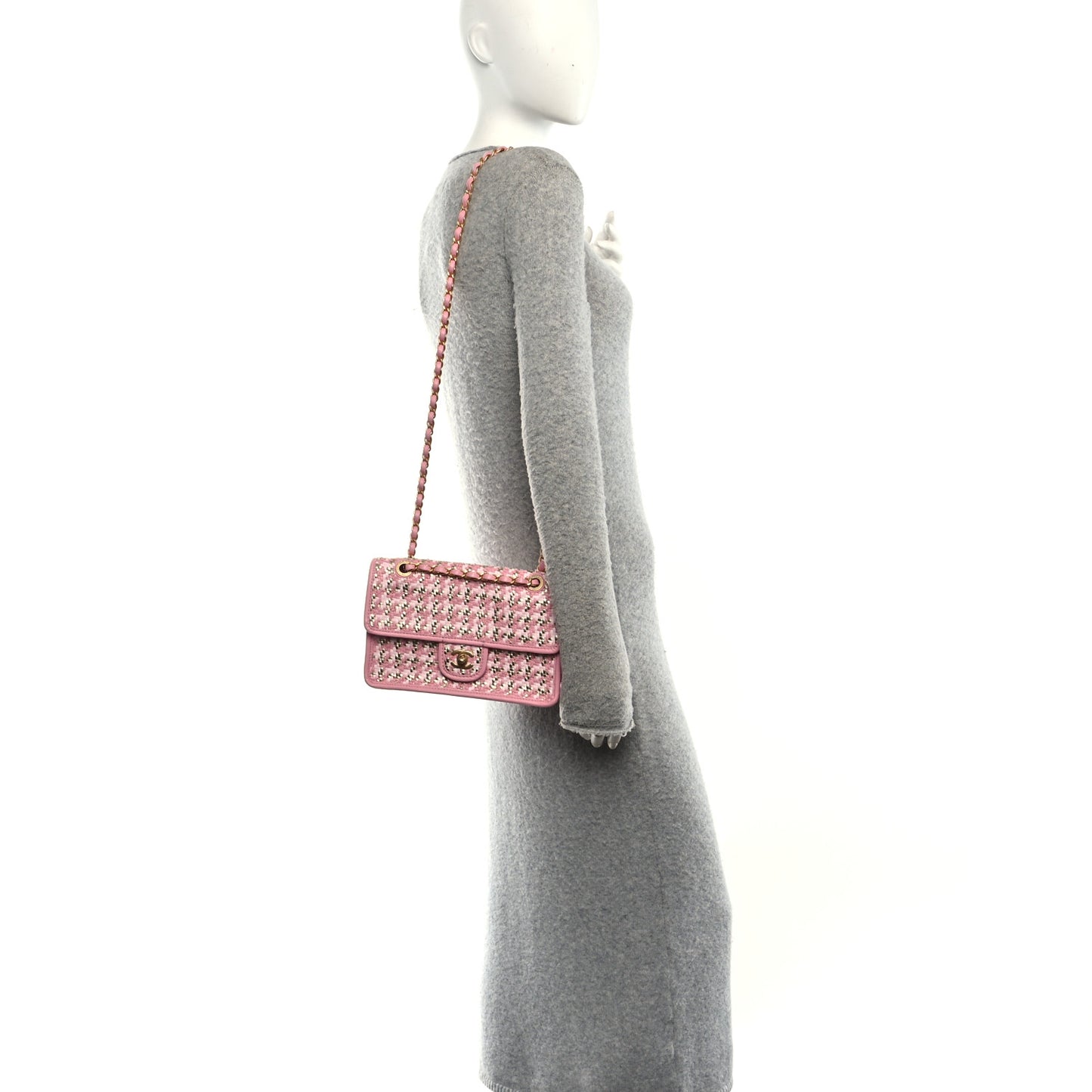 Metallic Lambskin Viscose Woven Flap Pink Gold