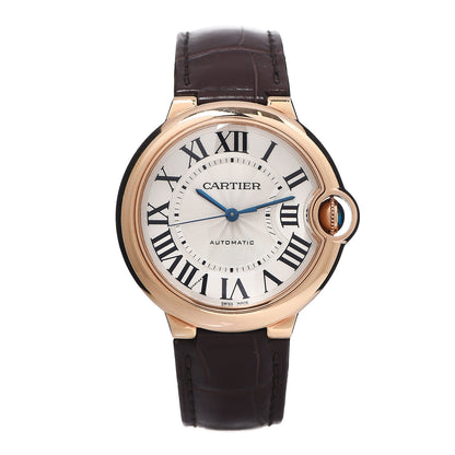 Cartier 18K Pink Gold Alligator 36mm Ballon Bleu De Cartier Automatic Watch 1 of 7