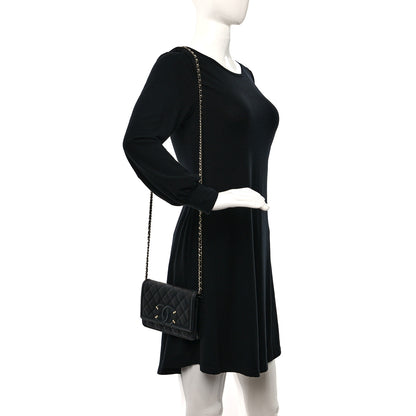 Chanel Caviar Quilted CC Filigree Wallet On Chain WOC Black 2 of 11