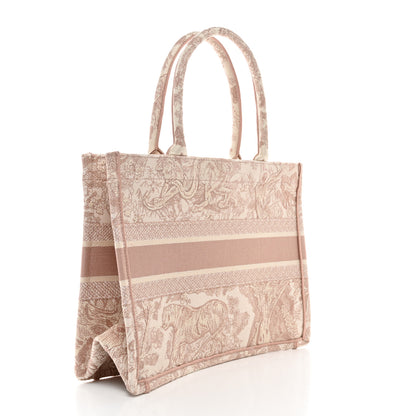 Christian Dior Canvas Embroidered Medium Dioriviera Toile De Jouy Book Tote Rose 3 of 10