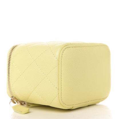 Chanel Caviar Quilted Mini Vanity Case With Chain Yellow 4 of 11