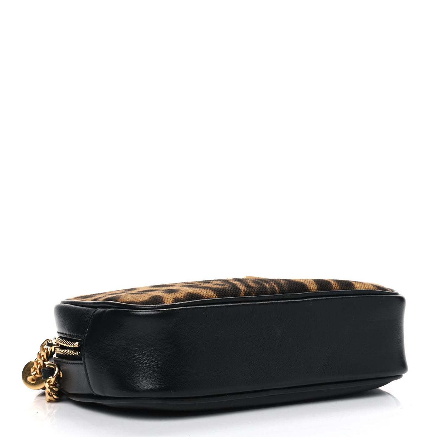 Canvas Calfskin Leopard Print Monogram Mini Lou Camera Bag Brown