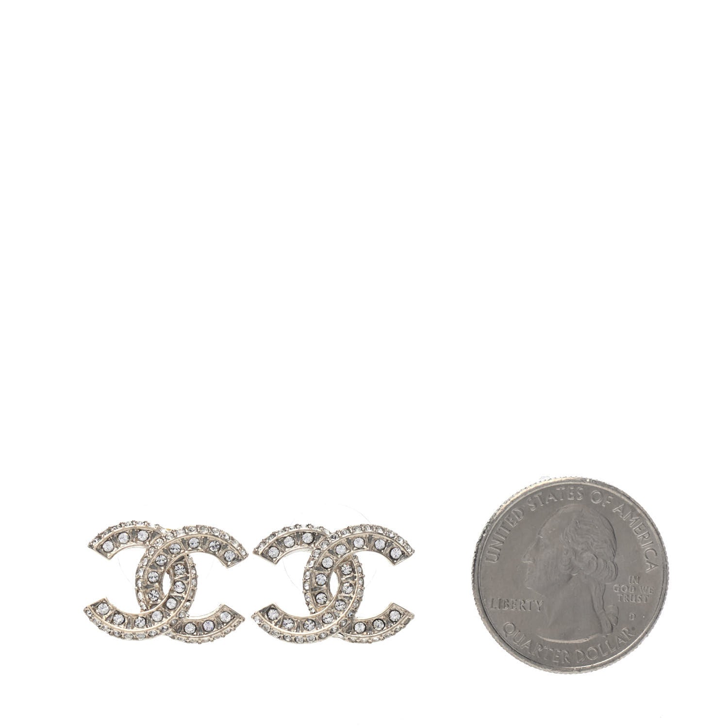 Chanel Crystal Timeless CC Earrings Light Gold 2 of 4