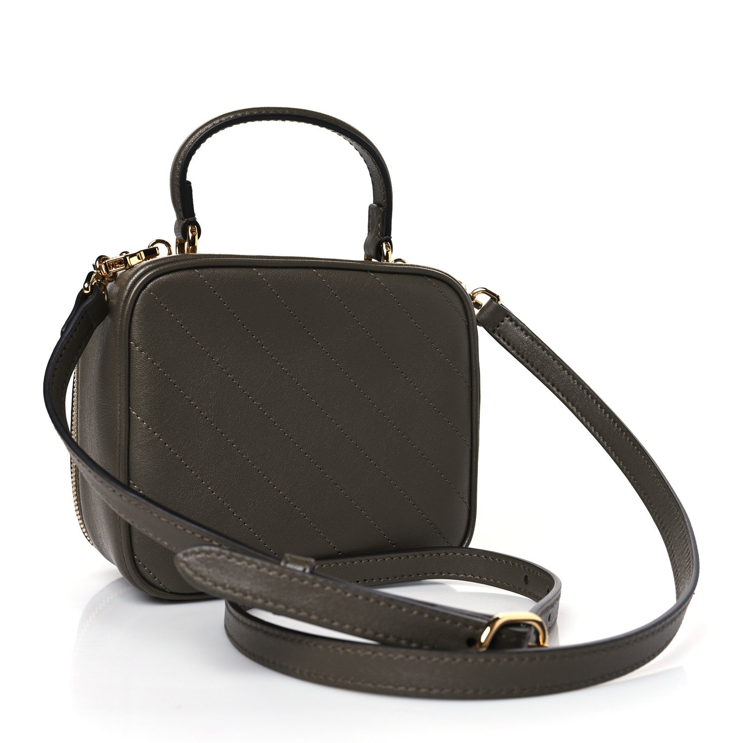 Gucci Sakai Be Green Calfskin Diagonal Stitched Blondie Top Handle Bag Craclet Brown 3 of 8