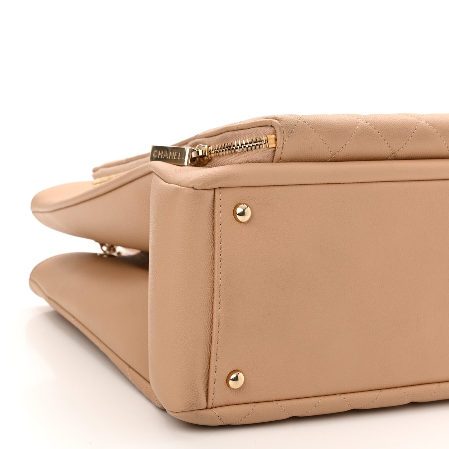 Caviar Quilted Large Business Affinity Shopping Bag Beige