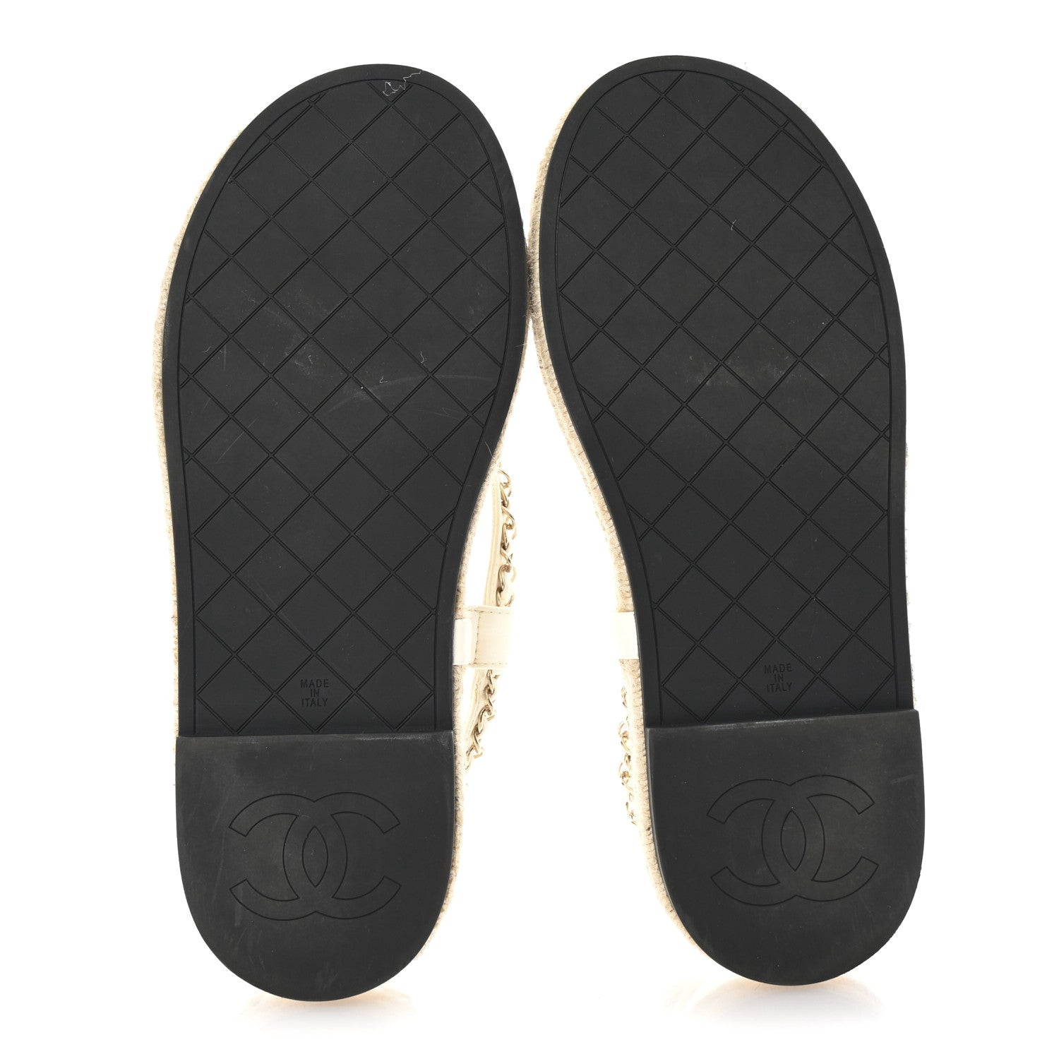 Chanel Lambskin Chain CC Thong Espadrille Sandals 41 White 6 of 10