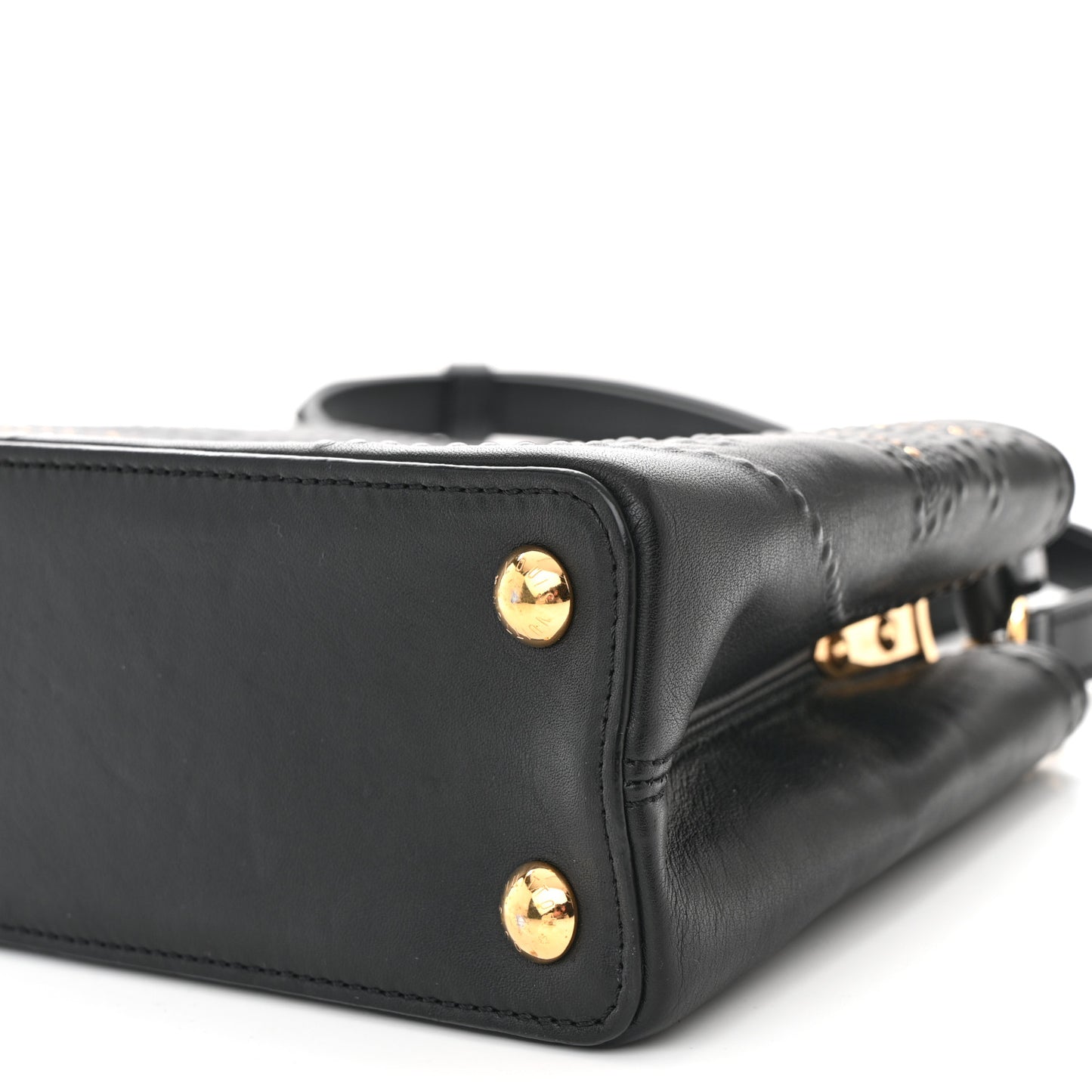Calfskin Studded Flower Capucines BB  Black