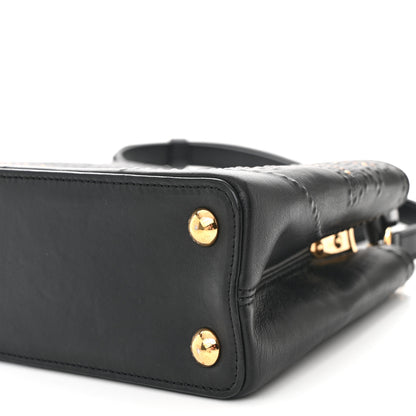 Louis Vuitton Calfskin Studded Flower Capucines BB  Black 9 of 10