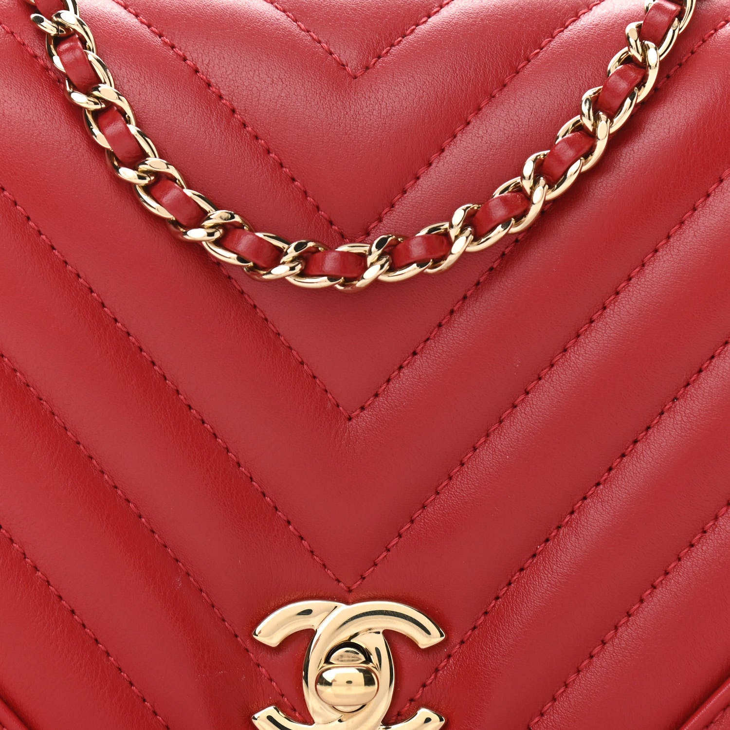 Chanel Calfskin Chevron Quilted Mini Statement Flap Red 8 of 11