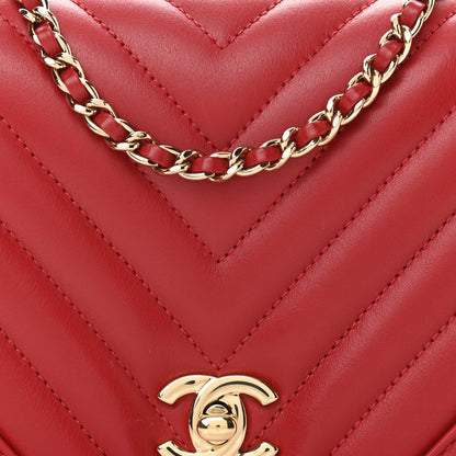 Chanel Calfskin Chevron Quilted Mini Statement Flap Red 8 of 11