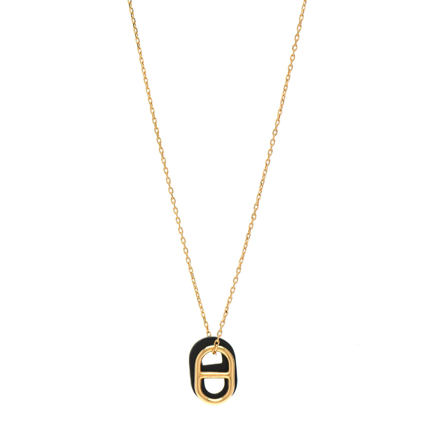 Hermes Swift O'Maillon Pendant Necklace Black 1 of 5