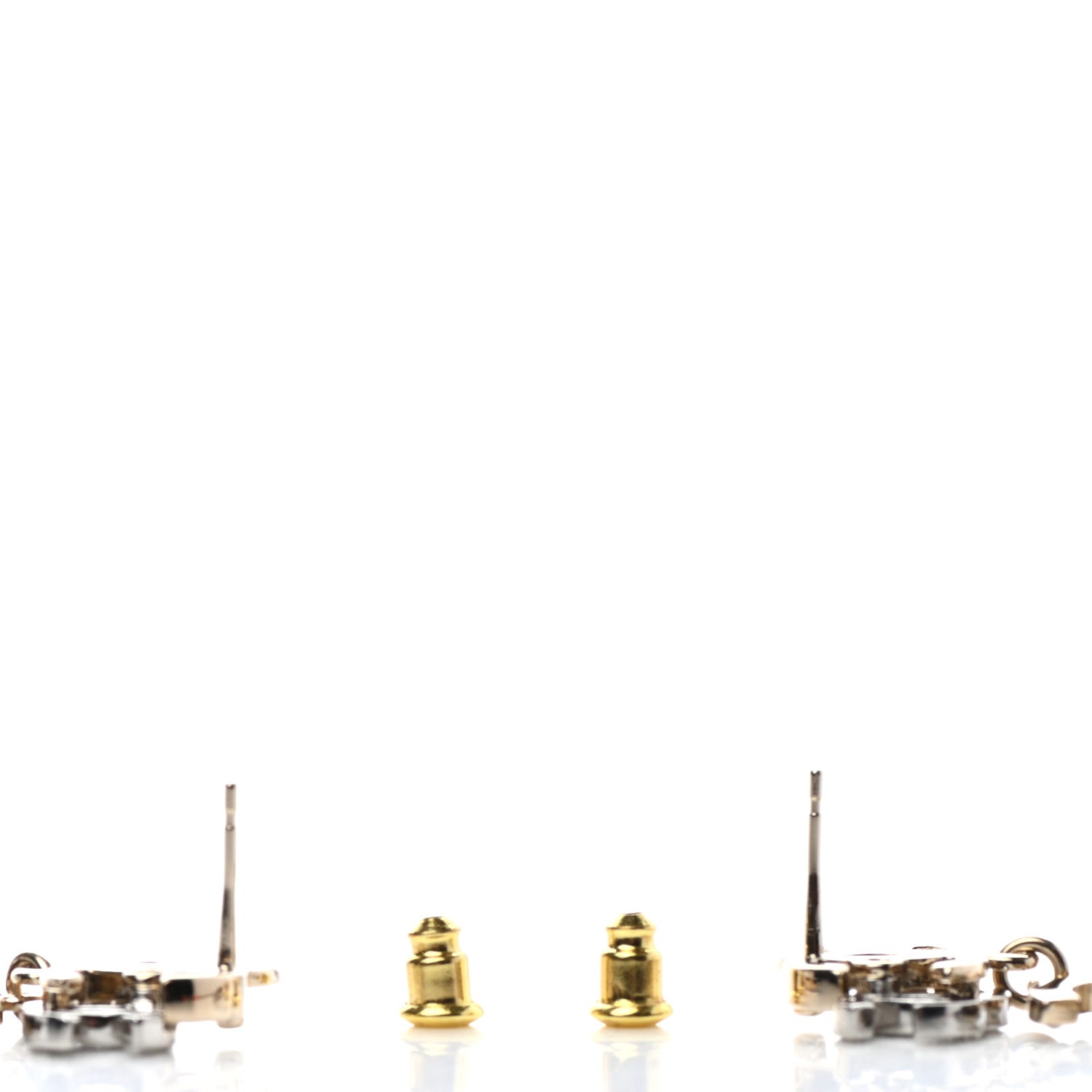 Chanel Crystal Pearl Double CC Drop Earrings Gold Silver 3 of 4