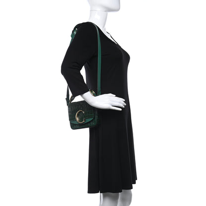 Chloe Calfskin Crocodile Embossed Mini C Double Carry Woodsy Green 2 of 8