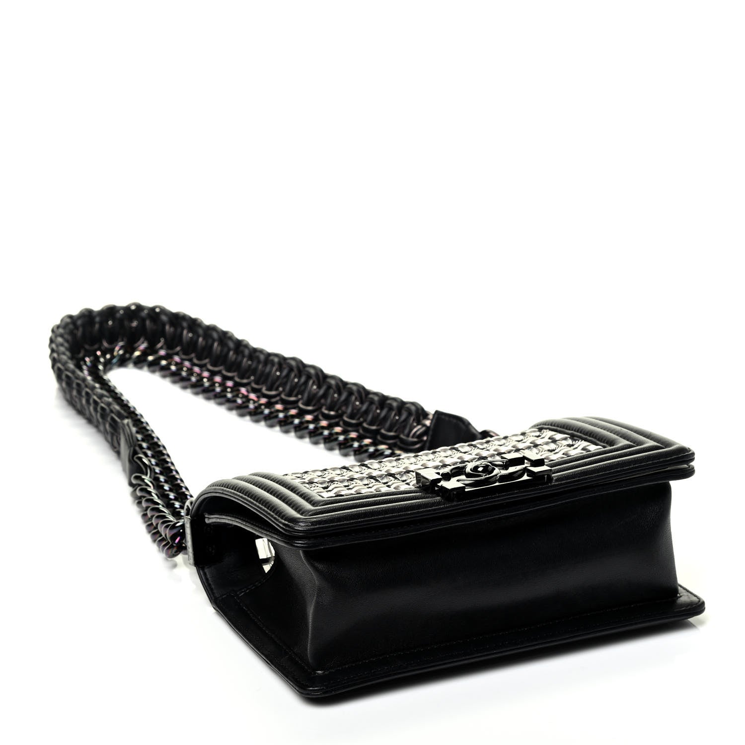 Chanel Lambskin PVC Thread Woven Small Boy Flap Black 4 of 9