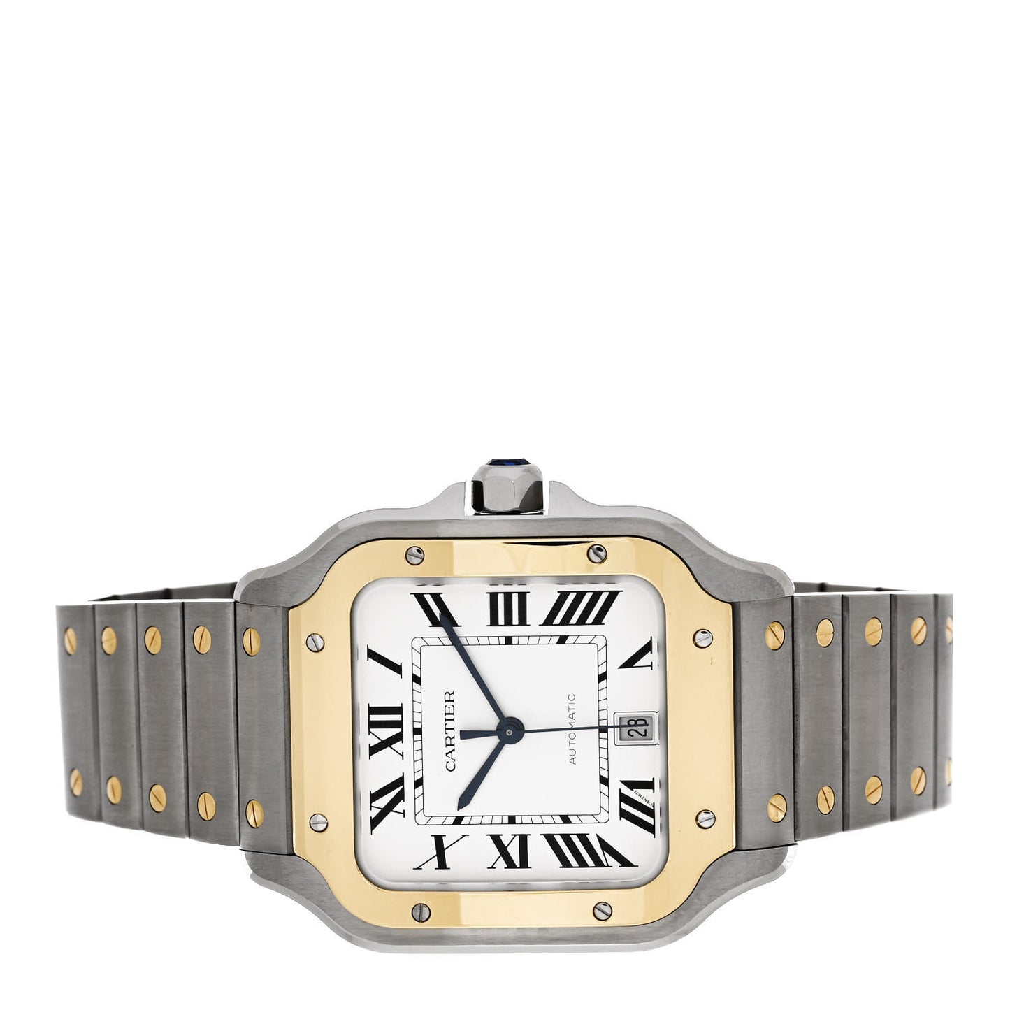 Stainless Steel 18K Yellow Gold 39.8mm Santos De Cartier Automatic Watch