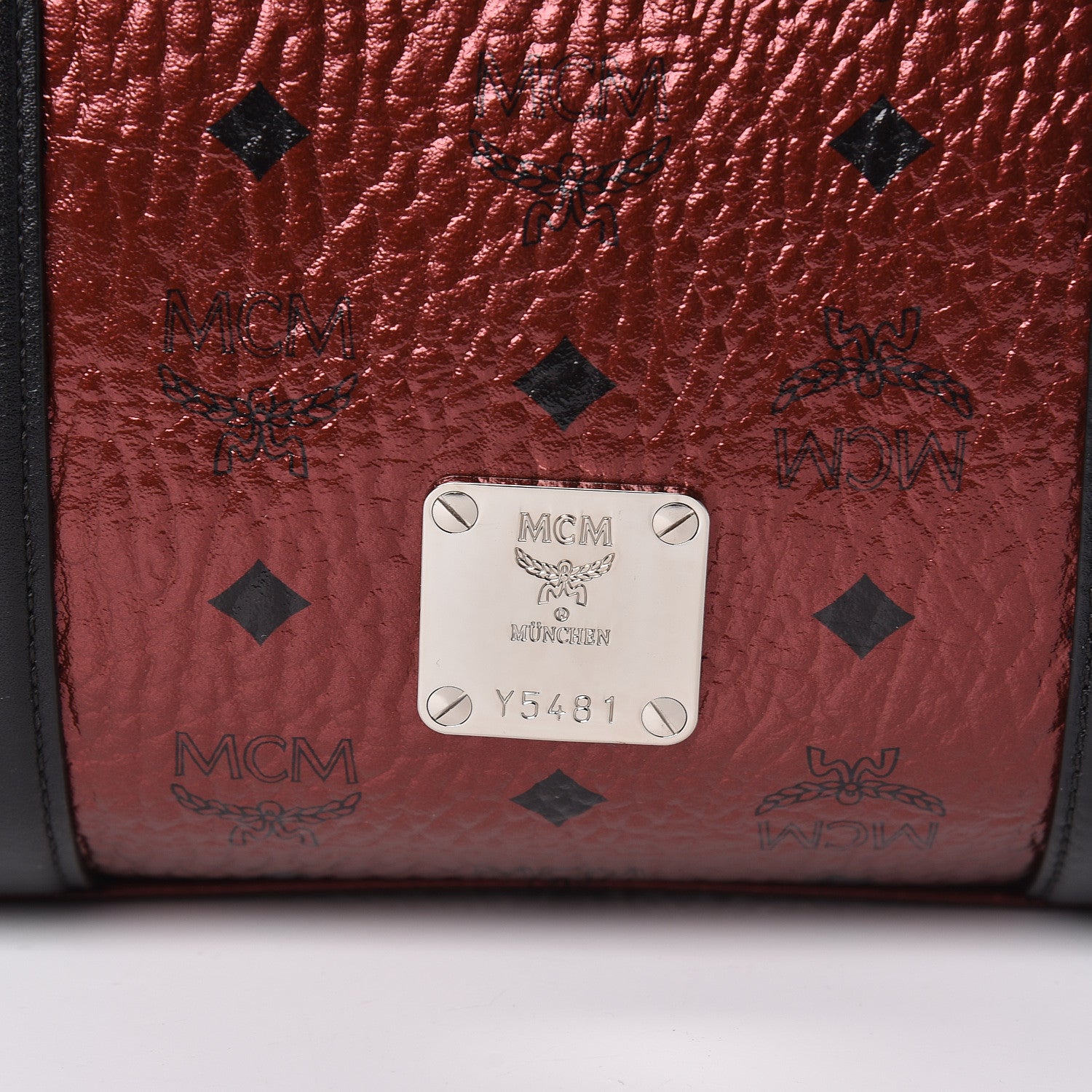 MCM Metallic Visetos Medium Traveler Weekender Bag Scooter Red 10 of 11