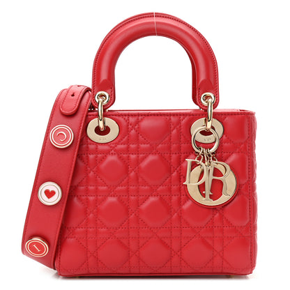 Christian Dior Lambskin Cannage Small Lucky Badges My Lady Dior Red 1 of 11