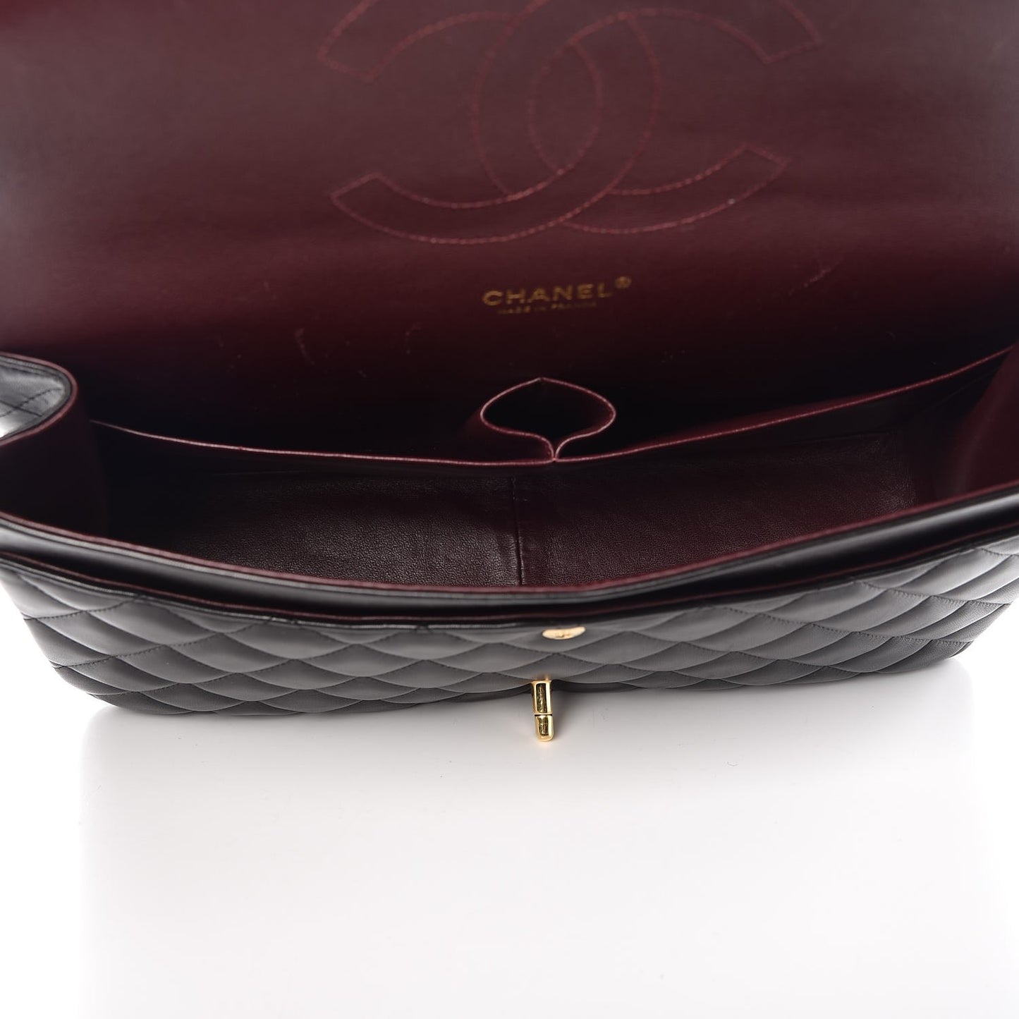 Lambskin Quilted Maxi Double Flap Black