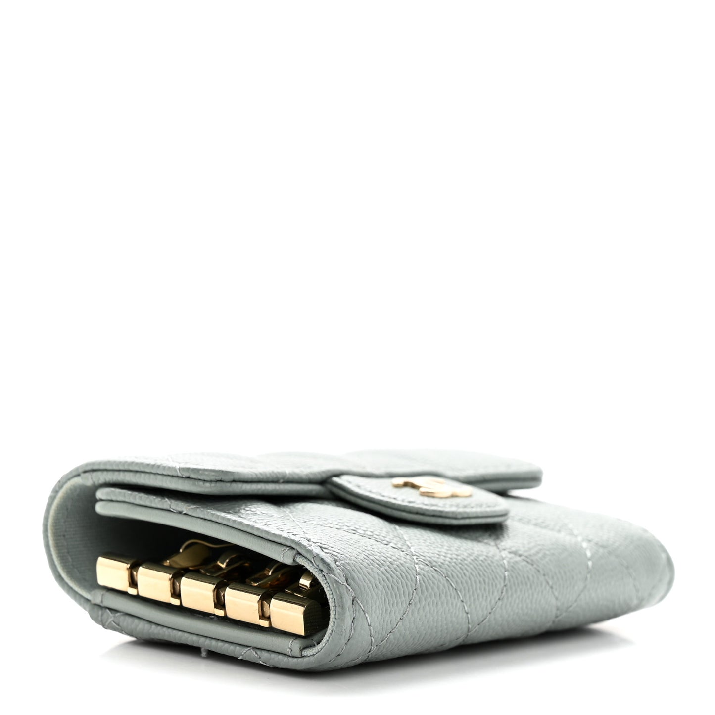 Caviar Quilted Classic 4 Key Holder Wallet Grey