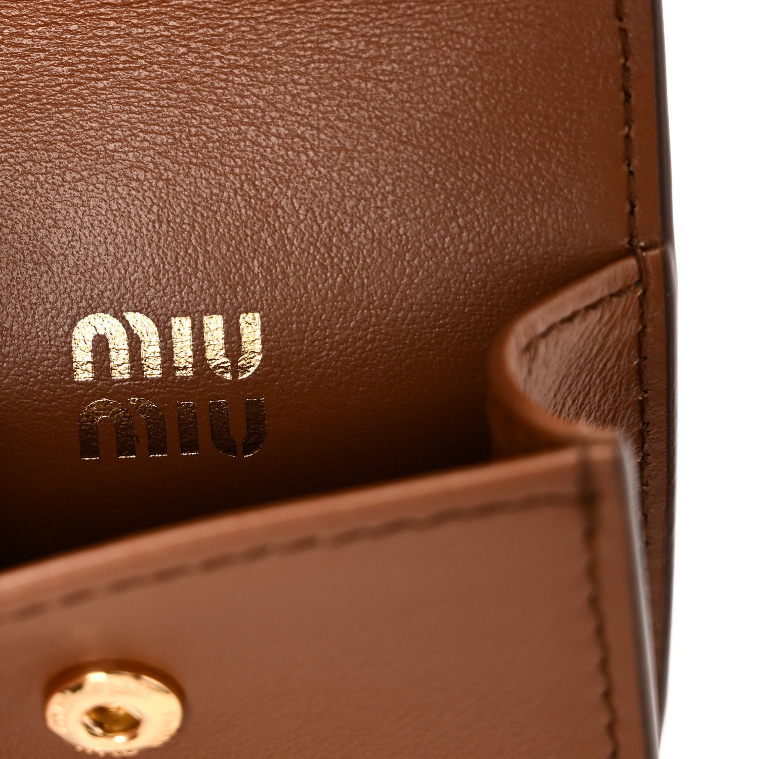 Miu Miu Nappa Flap Pouch Bag Charm Cognac Orange 1863644