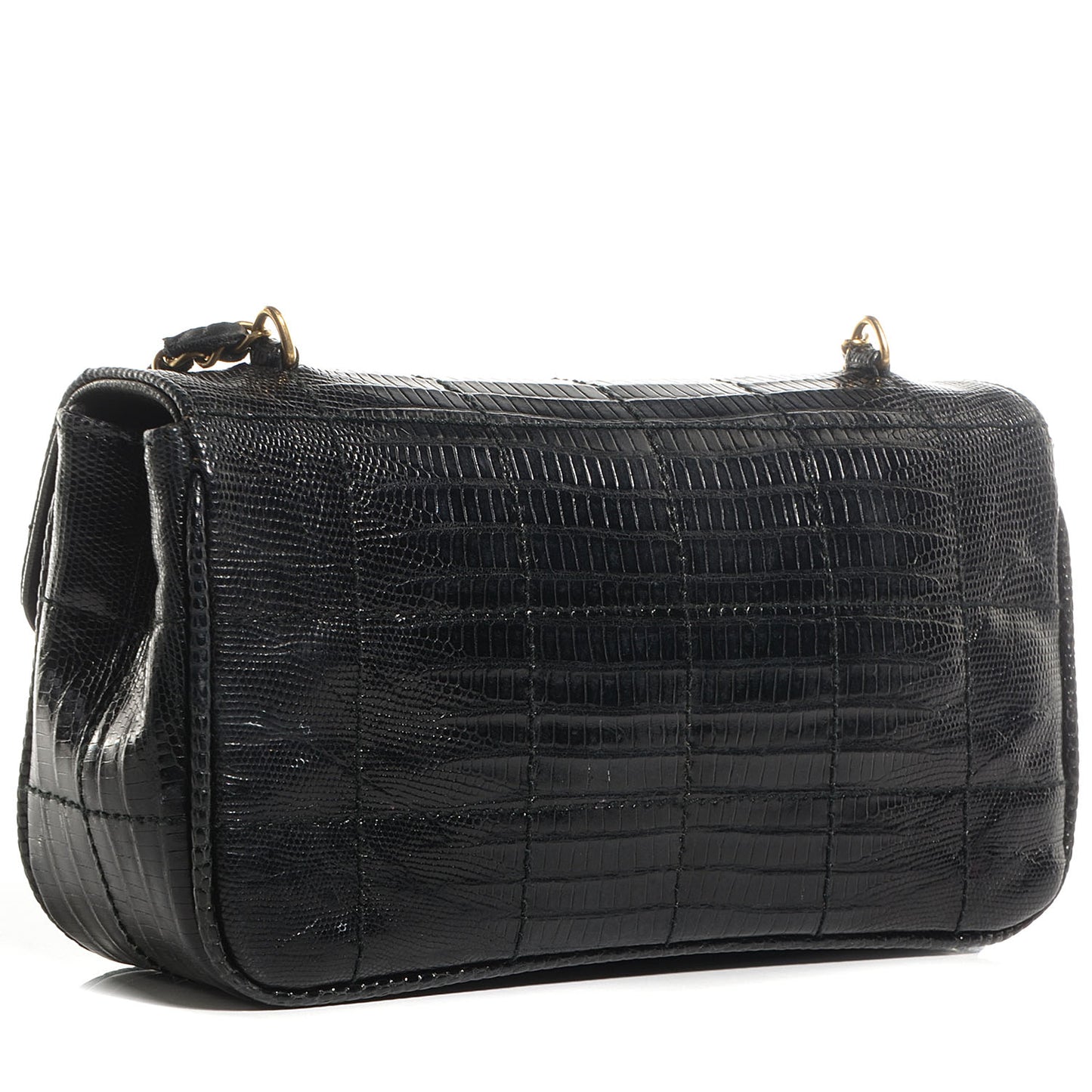 Lizard Square Quilted Extra Mini Flap Black