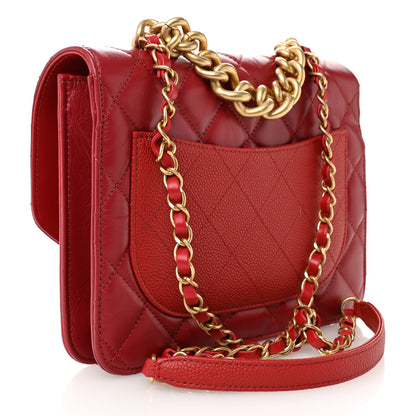 Chanel Calfskin Caviar Quilted Chain Handle Flap Red 3 of 11