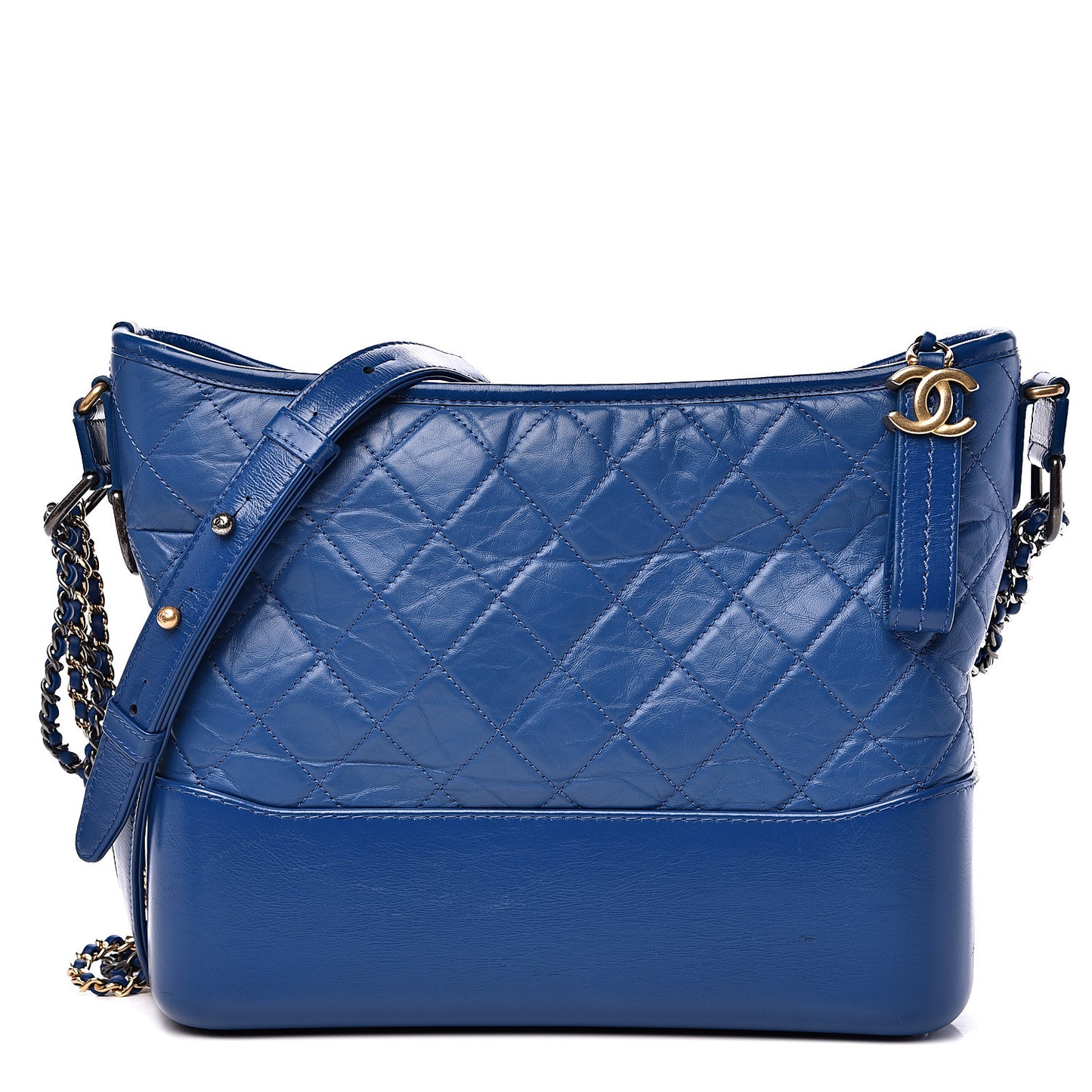 Aged Calfskin Quilted Medium Gabrielle Hobo Blue