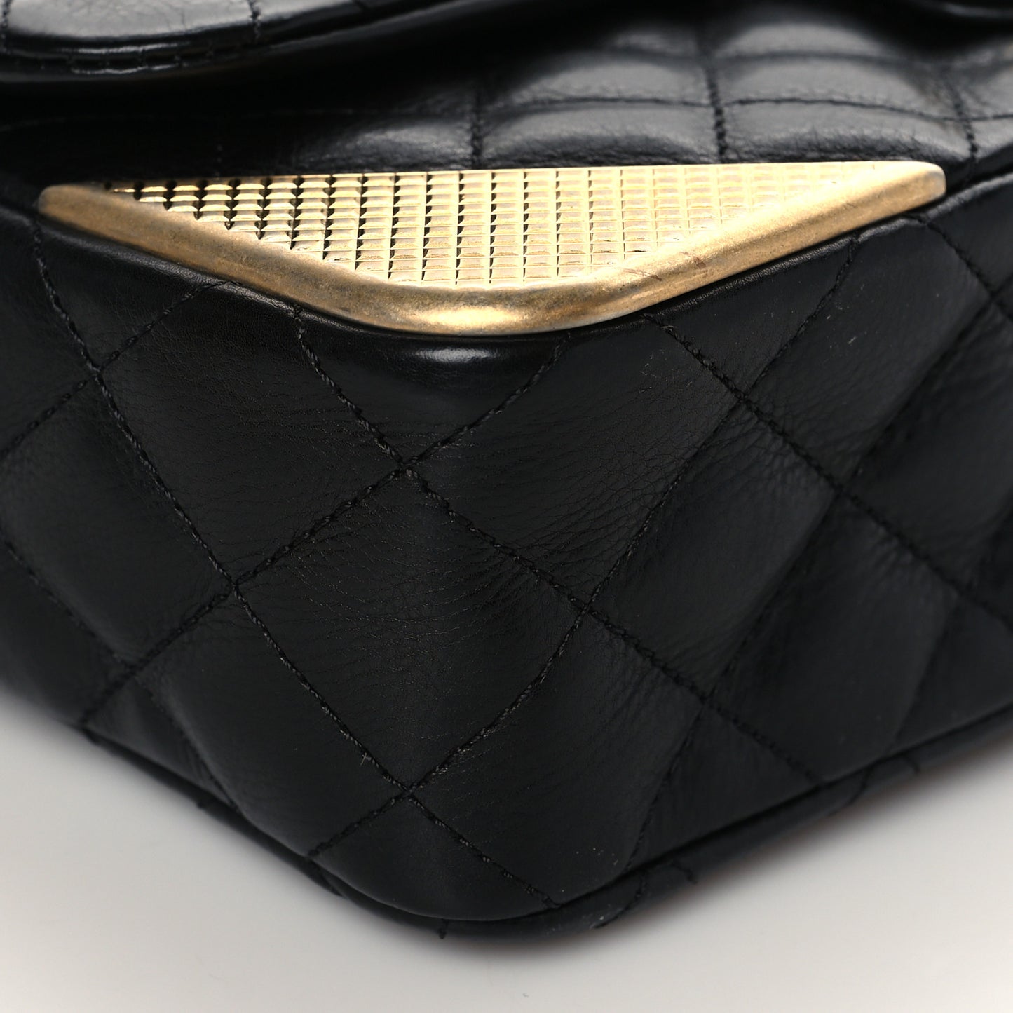 Calfskin Quilted Rock The Corner Flap Black