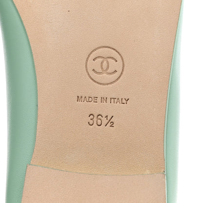 Chanel Lambskin CC Cap Toe Ballerina Flats  36.5 Light Green White 7 of 11