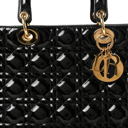 Christian Dior Patent Cannage Large Lady Dior Black 8 of 10