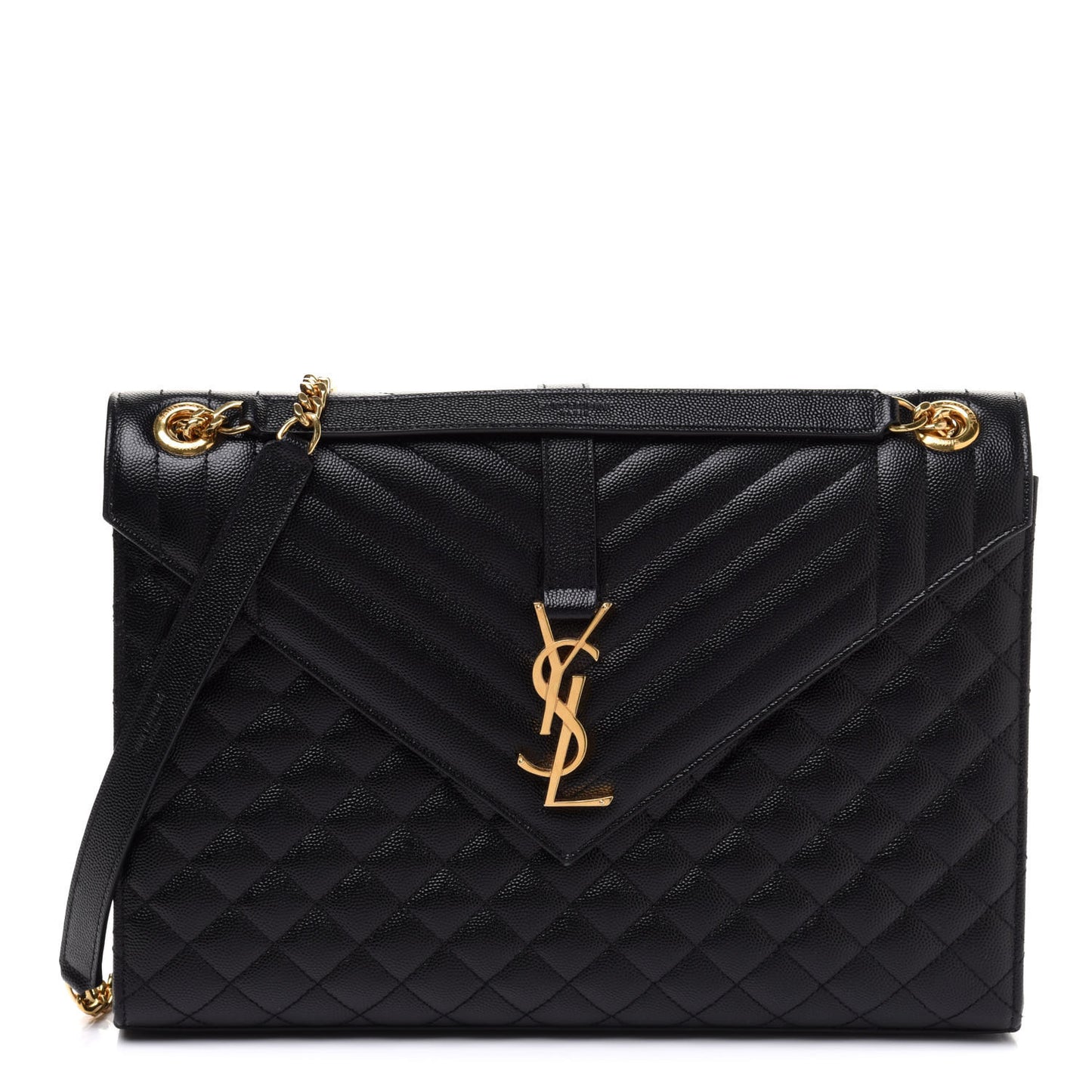 Grain De Poudre Textured Mixed Matelasse Large Triquilt Monogram Satchel Black