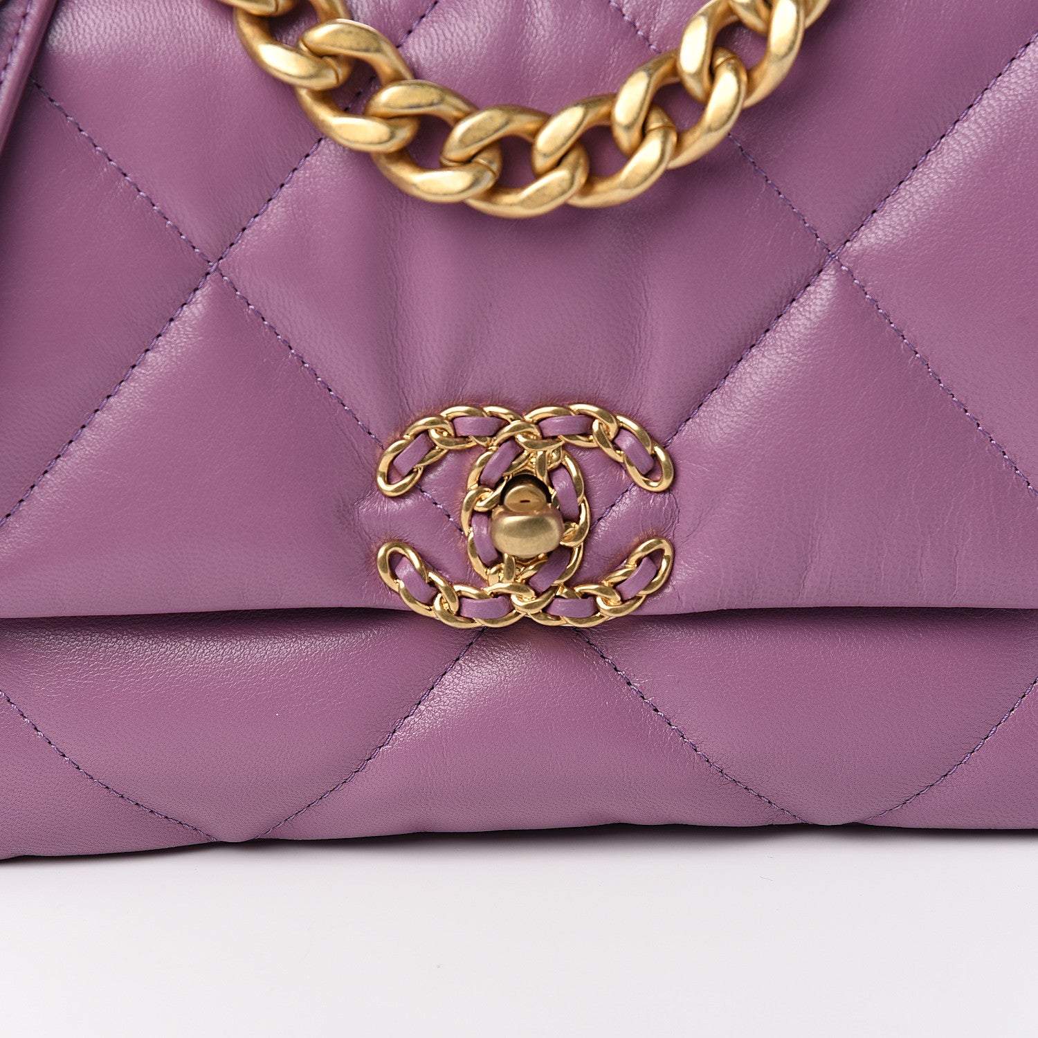 Chanel Goatskin Quilted Medium 19 Flap Violet Purple 9 of 10
