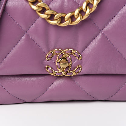 Chanel Goatskin Quilted Medium 19 Flap Violet Purple 9 of 10