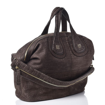 Givenchy Nubuck Crocodile Embossed Medium Nightingale Dark Brown 3 of 13