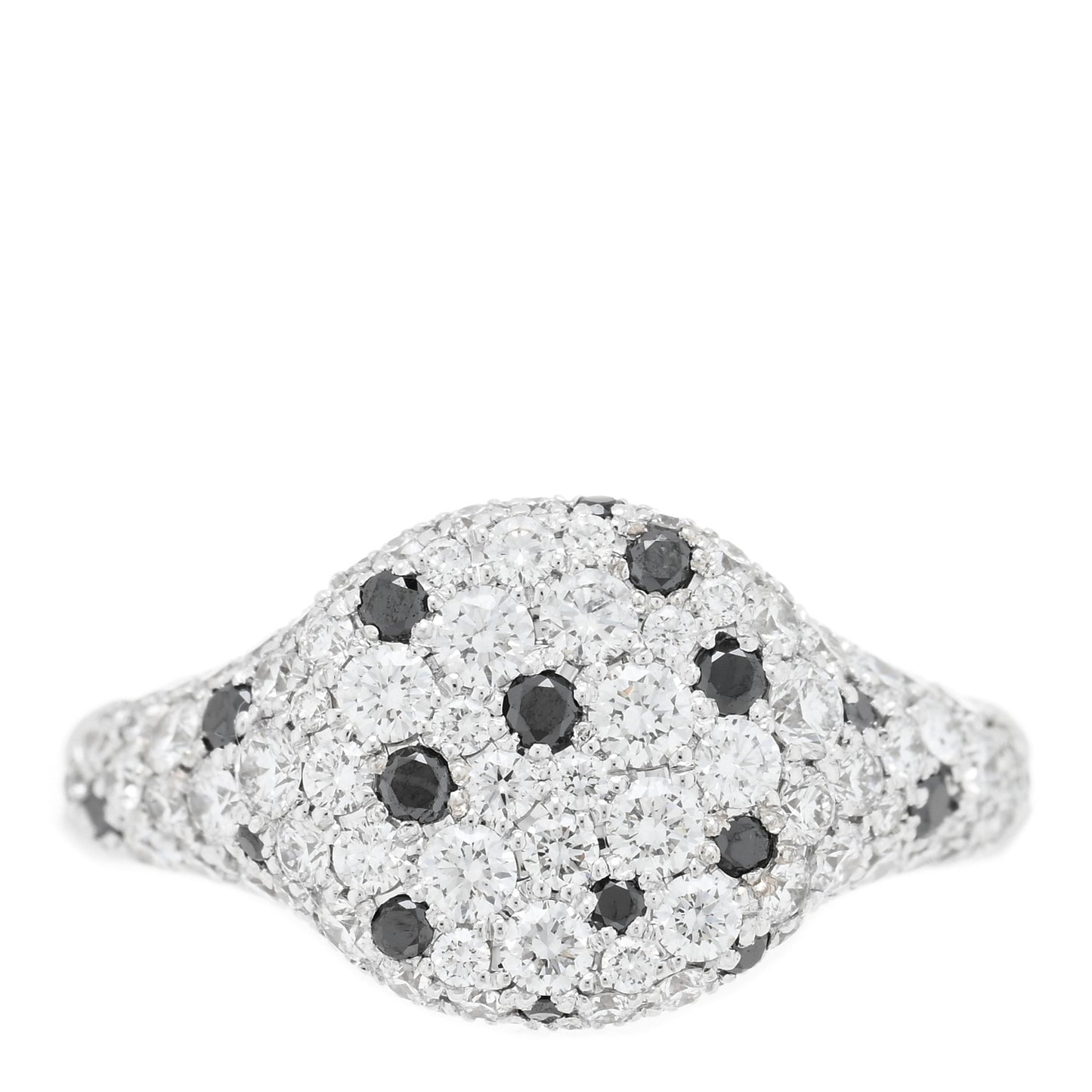 18K White Gold Diamond Black Diamond Petite Pave Chevron Pinky Ring 47 4.25