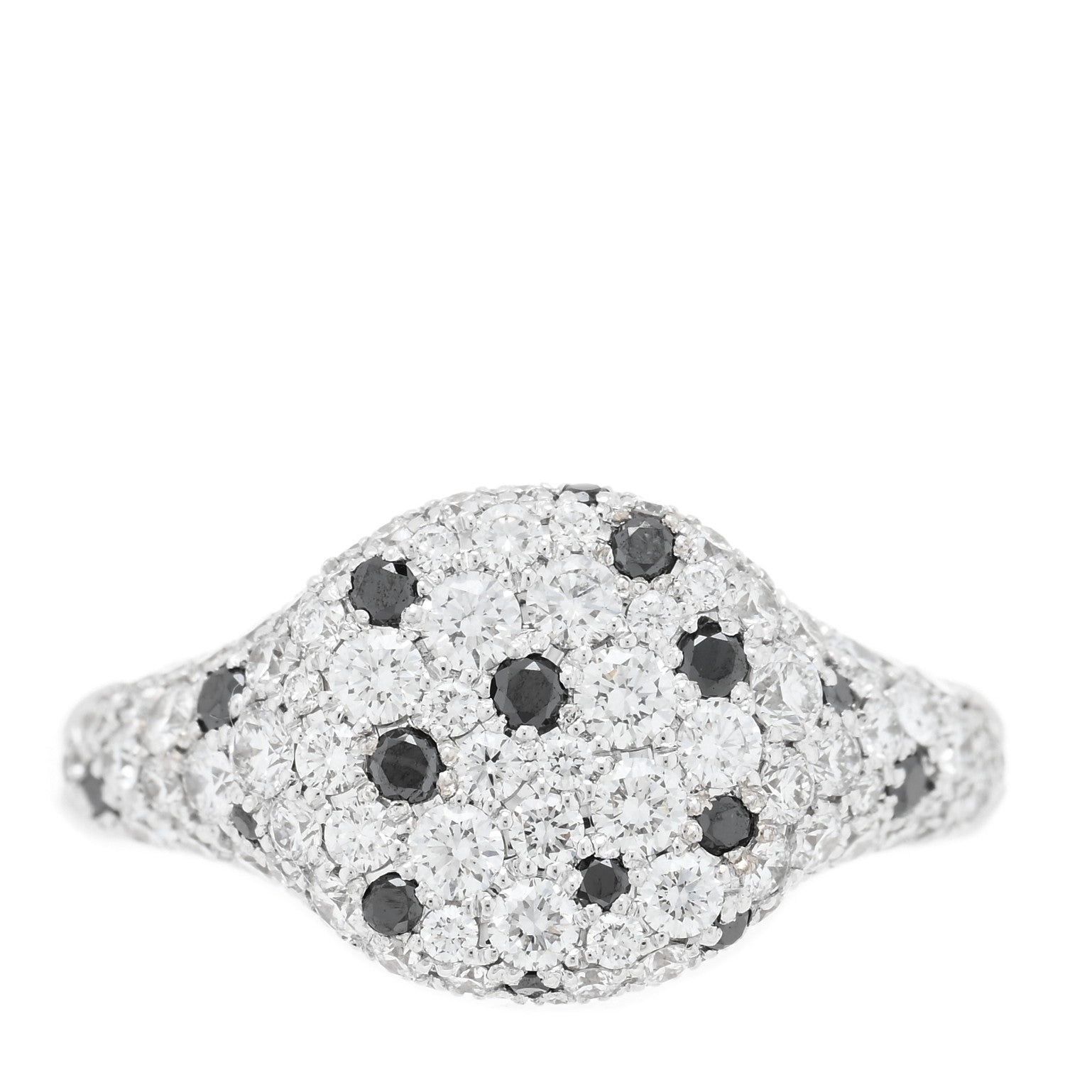 David Yurman 18K White Gold Diamond Black Diamond Petite Pave Chevron Pinky Ring 47 4.25 1 of 4