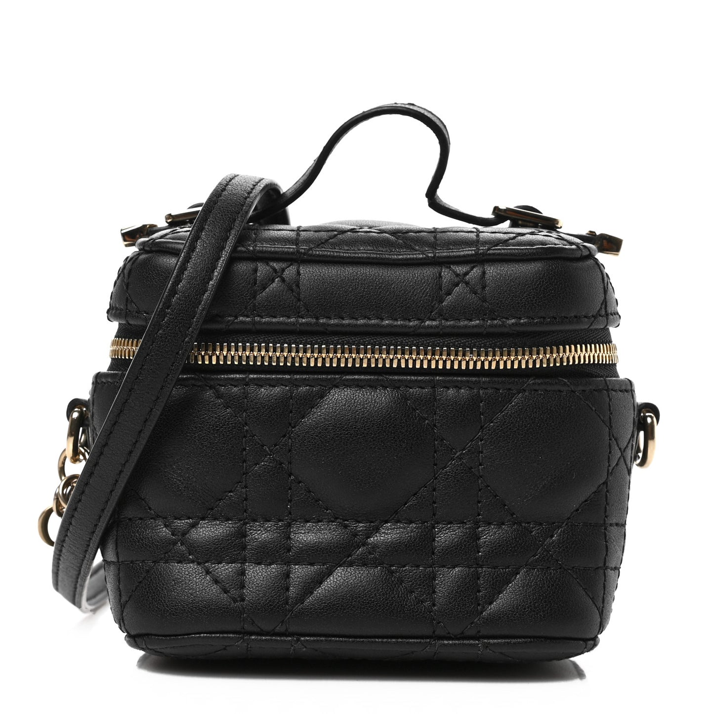 Lambskin Cannage Micro Lady Dior Vanity Case Black