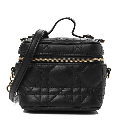 Christian Dior Lambskin Cannage Micro Lady Dior Vanity Case Black 1 of 9