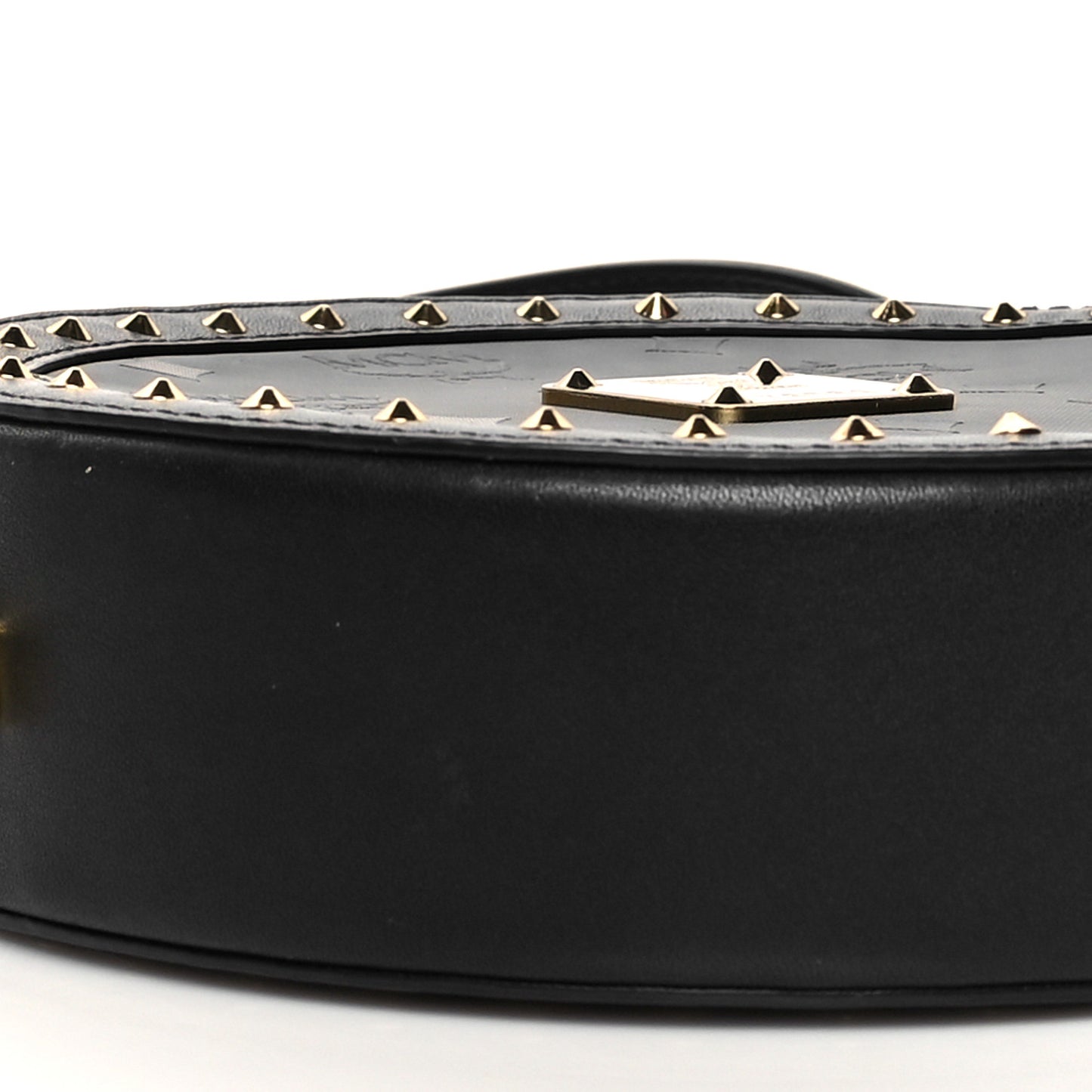 Monogram Coated Canvas Studded Berlin Tambourine Round Crossbody Black
