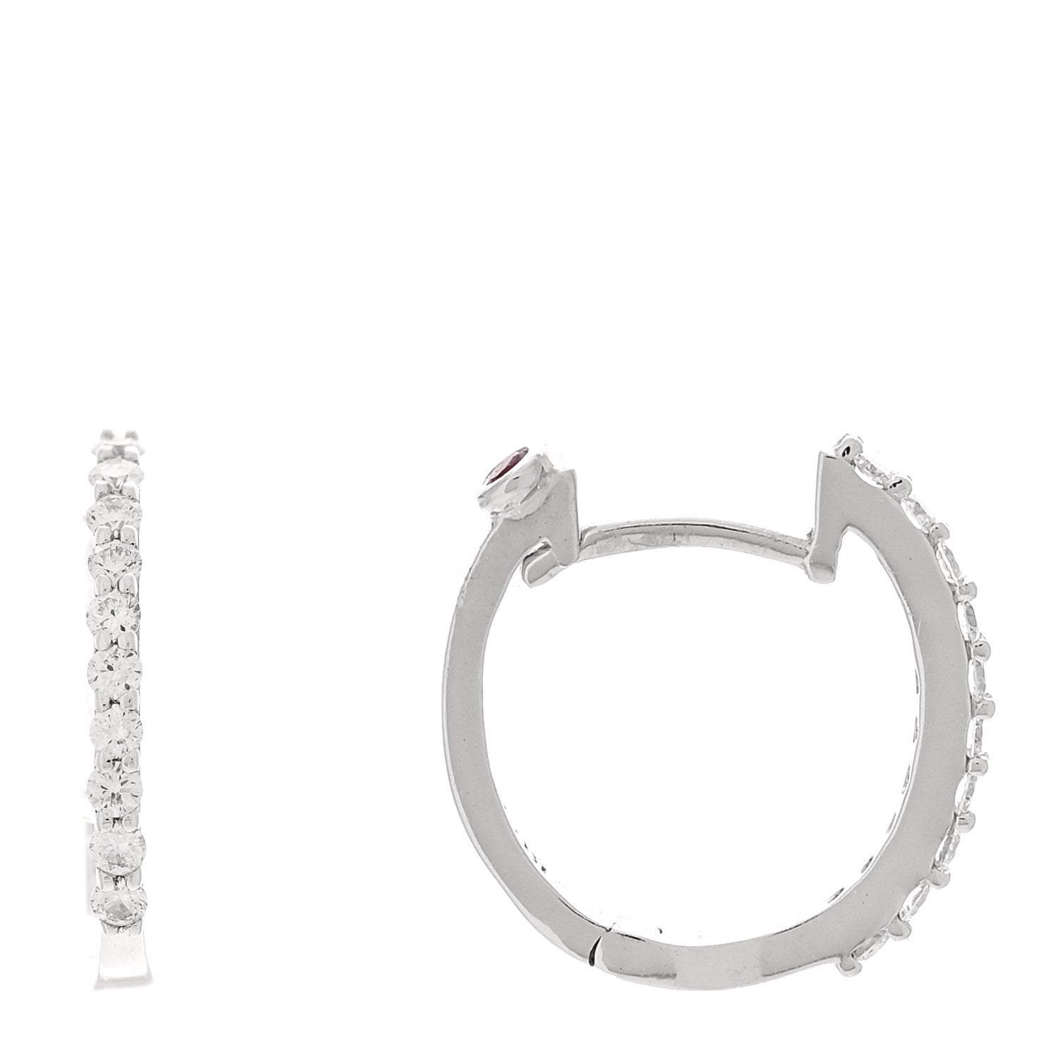 Roberto Coin 18K White Gold Diamond Small Horseshoe Hoop Earrings 1 of 4