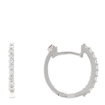 Roberto Coin 18K White Gold Diamond Small Horseshoe Hoop Earrings 1 of 4