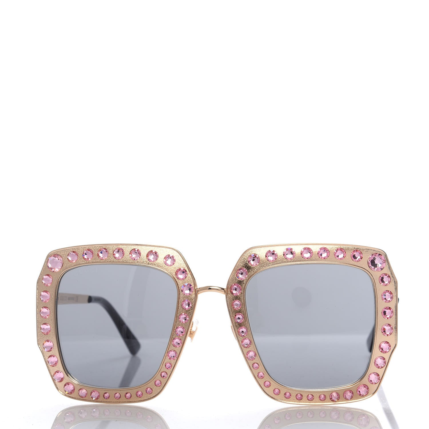 Gucci Metal Acetate Crystal Oversize GG0115S Sunglasses Rose Gold 2 of 8
