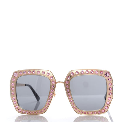 Gucci Metal Acetate Crystal Oversize GG0115S Sunglasses Rose Gold 2 of 8