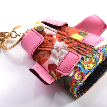 Dolce & Gabbana Lambskin Fabric Printed Coat Key Holder Pink 6 of 15