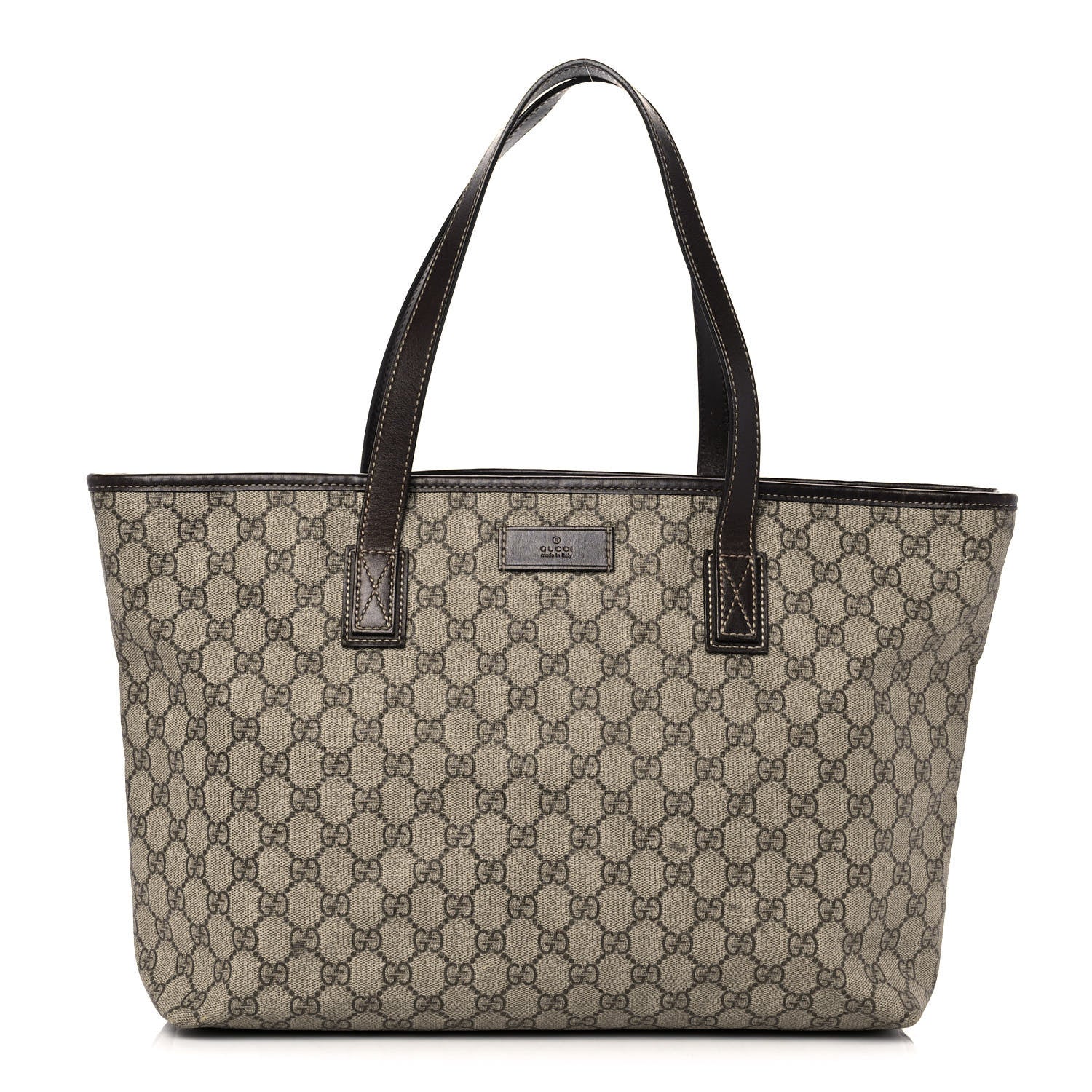 Gucci GG Supreme Monogram Medium Zippered Shopping Tote Dark Brown 1 of 16