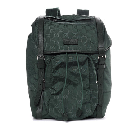 Gucci Nylon Monogram Medium Light Double Buckle Backpack Green 1 of 7