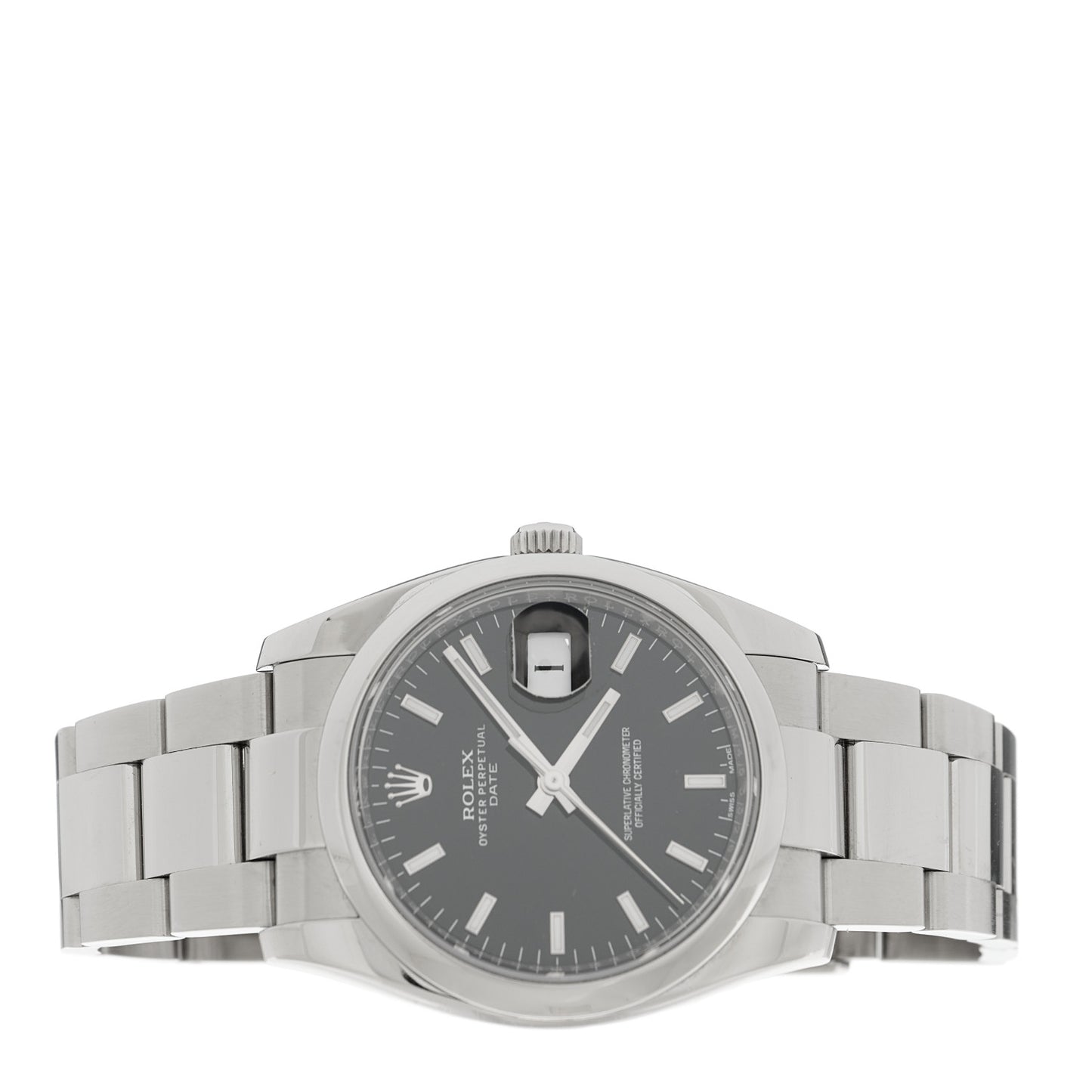 Stainless Steel 34mm Oyster Perpertual Date Watch Black 115200