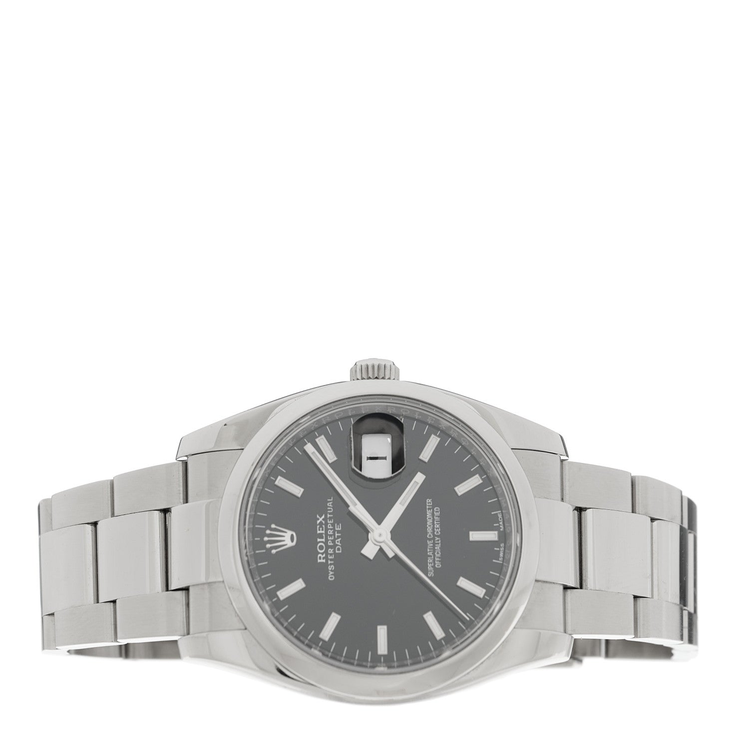 Rolex Stainless Steel 34mm Oyster Perpertual Date Watch Black 115200 2 of 5